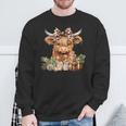 Cute Highland Cow Christmas Santa Highland Cow Lover Farm Sweatshirt Gifts for Old Men