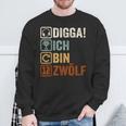 Digga Ich Bin 12 Zwölf Jahre 12Th Birthday Boy Gamer Sweatshirt Geschenke für alte Männer