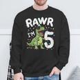 Five Rawr I'm 5 Years OldRex Dinosaur 5Th Birthday Boys Sweatshirt Gifts for Old Men