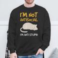 Gato Regalo I'm Not Antisocial I'm Anti Stupid Camisa de entrenamiento Regalos para ancianos