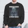 Human By Chance Alpha By Choice Howling Wolf Meme Sweatshirt Gifts for Old Men