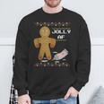 Jolly Af Gingerbread Man Body Builder Ugly Christmas Sweater Sweatshirt Gifts for Old Men