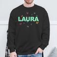 Laura Bellissimo Nome Con Butterlfies Felpa Regalos para ancianos