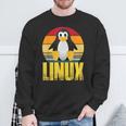 Linux Retrointage Penguin Nerd Sky And Geek Coding Sweatshirt Geschenke für alte Männer