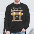 Mei Lederhosn Trogt No Da Hirsch Saufen Oktoberfest Sweatshirt Geschenke für alte Männer