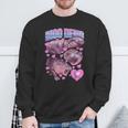 Moo Deng I Love You Cochon Rebondissant En Thaïlandais Mignon Bébé Hippopotame Meme Sweater e Cadeaux pour les vieillards