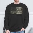 No One Cares Work Harder Motivational Workout Gym Camo Sweatshirt Gifts for Old Men