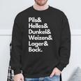 Pils Helles Dunkel Weizen Lager & Bock Biersorten Bier Trink Sweatshirt Geschenke für alte Männer