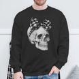 Skull Coquette Bow Halloween Black And White Checkered Bow Sweatshirt Gifts for Old Men