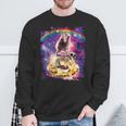 Space Cat Lama Pug Riding Nachos Sweatshirt Geschenke für alte Männer