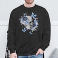 Totenkopf Und Schmetterlinge Mit Blumenschädel Und Schmetterlingen Sweatshirt Geschenke für alte Männer