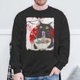 Vintage Cat Eating Ramen Japanese Cat Noodles Sweatshirt Gifts for Old Men