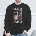 Vintage Usa Flag Ultra Maga Gun Usa 4Th Of July Trump 2024 Sweatshirt Gifts for Old Men