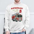 Children's Birthday Feuerwehr Fire Brigade Attention Ich Sweatshirt Geschenke für alte Männer