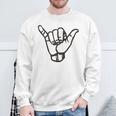 Shaka Sign Hang Good Vibes Retro Loose Hawaii Surfing Sweatshirt Gifts for Old Men