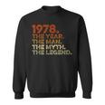 Compleanno Regalointage 1978 Year Man Myth Legend Felpa