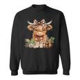 Cute Highland Cow Christmas Santa Highland Cow Lover Farm Sweatshirt