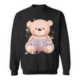 Happy Teddy Bear Day Orsetto Di Peluche Rosa Con Fiori Felpa