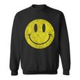 Retro Acidhouse Anni '80 '90Intage Smile Distressed Felpa