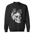 Skull Coquette Bow Halloween Black And White Checkered Bow Sweatshirt
