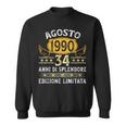 Vintage Agosto 1990 Uomo Donna Regalo 34 Anni Compleanno Felpa