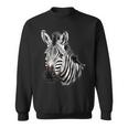 Zebra Portrait Drawing Wildlife Animal Print Nature Motif Sweatshirt