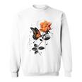 Blumen Und Schmetterlinge Damen Outfit Gray Sweatshirt