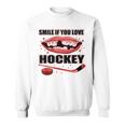 Sorriso Se Amate Hockey Giocatore Di Hockey Divertente Felpa