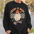 Creep It Real Skateboarding Ghost Retro Halloween Costume Sweatshirt Gifts for Him Creep It Real Skateboarding Ghost Retro Halloween Costume Sweatshirt Gifts for Him