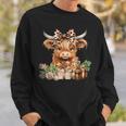 Cute Highland Cow Christmas Santa Highland Cow Lover Farm Sweatshirt Gifts for Him