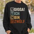 Digga Ich Bin 12 Zwölf Jahre 12Th Birthday Boy Gamer Sweatshirt Geschenke für Ihn