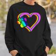 Donna Lgbt Cuore Arcobaleno Cuore Zampa Del Cane Sostenitore Lgbt Pride Con Collo A Felpa Regalos para él