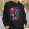 Alien And Bigfoot Campfire Moon Ufo Adventure Hiking Sweatshirt Gifts for Him