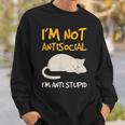 Gato Regalo I'm Not Antisocial I'm Anti Stupid Camisa de entrenamiento Regalos para él