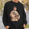 Jesus Loves Moo Deng Bouncy Pig Cute Baby Hippo Meme Sweatshirt Gifts for Him