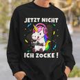 Jetzt Nicht Ich Zocke Gaming Gamer Unicorn Sweatshirt Geschenke für Ihn