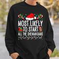 Most Likely To Start All The Shenanigans Family Xmas Sweatshirt Gifts for Him