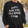 Logo Anti Social Techno Club Bianco Anteriore Posteriore Felpa Regalos para él