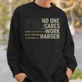 No One Cares Work Harder Motivational Workout Gym Camo Sweatshirt Gifts for Him