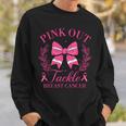 Pink Out Football Pink Coquette Bow Breast Cancer Awareness Sweatshirt Gifts for Him
