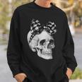 Skull Coquette Bow Halloween Black And White Checkered Bow Sweatshirt Gifts for Him