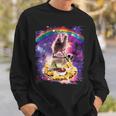 Space Cat Lama Pug Riding Nachos Sweatshirt Geschenke für Ihn