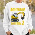 Children's Achtung Ich Bin 2 Jahre Alt Bagger Zum 2Nd Birthday Boys Sweatshirt Geschenke für Ihn