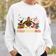 Happy Hallothanksmas Halloween Thanksgiving Christmas Sweatshirt Gifts for Him