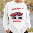 Kinder Endlich Schulkind Simon Personalised First Day Of School 2024 Sweatshirt Geschenke für Ihn