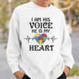 I Am Hisoice He Is My Heart Herzschlag Autism Awareness Son Sweatshirt Geschenke für Ihn