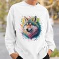 Wolf Herren Damen Bunt Aquarell Wolf Sweatshirt Geschenke für Ihn