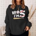 5Th Birthday Boy Bro I'm 5 Year Old Baseball Theme Sweatshirt Gifts for Her