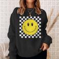 Amarilla De Los Años 70 Con Cara Sonriente A Cuadros Camisa de entrenamiento Regalos para ella