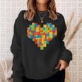 Brick Builder Heart Valentines Block Building Master Builder Sweatshirt Gifts for Her